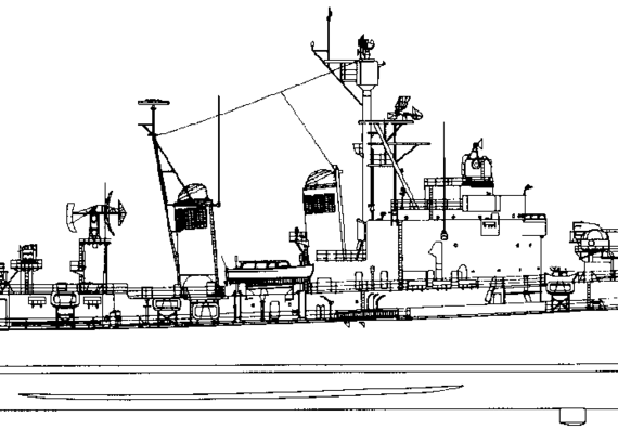 Эсминец USS DL-2 Mitscher 1953 [Destroyer Leader] - чертежи, габариты, рисунки